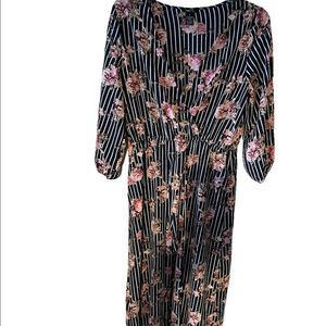 Rue 21 Floral striped maxi Romper Dress  Half Sleeves
 Shorts + criss cross neck